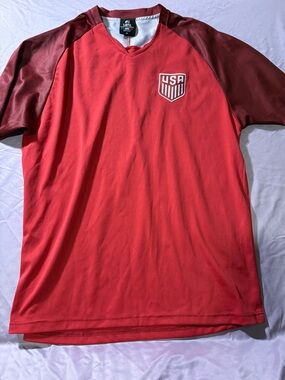USA Crest Red Men's Athletic Jersey - V-Neck
